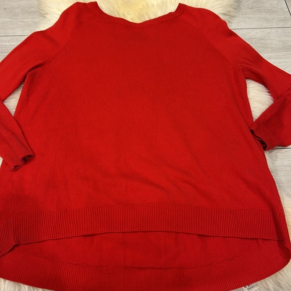 Apt. 9 Bright Red Sweater Long-Sleeves High-Low Front & Folded A Design Back - Picture 2 of 8